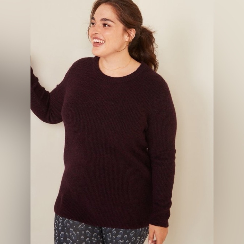 NWT! Wine Heather Cozy Rib-Knit Plus-Size Tunic Sweater - Size 2X ♣️
